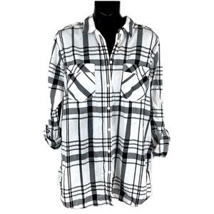 Express boyfriend plaid button down shirt , size junior large